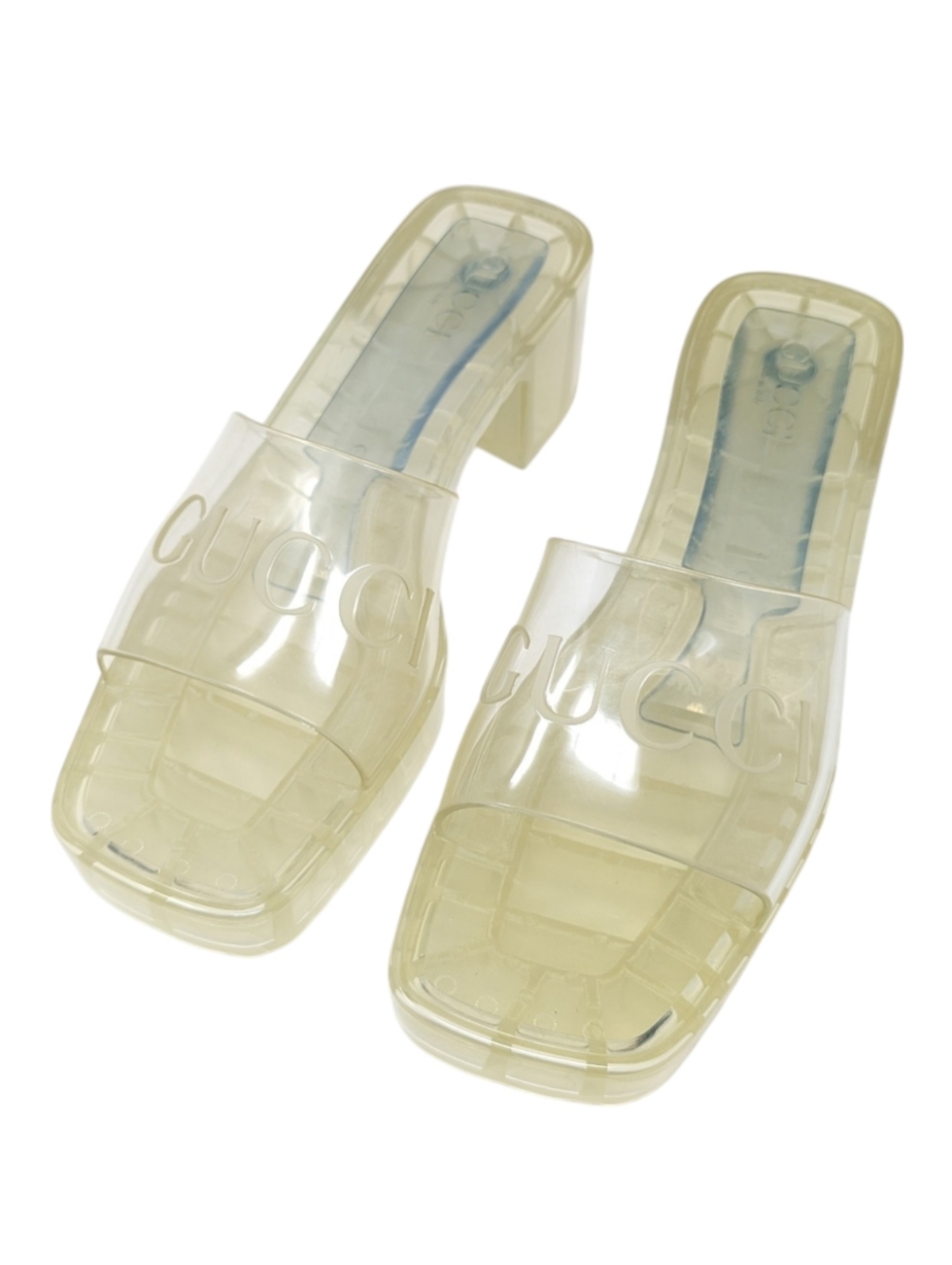 NIB Gucci Translucent Cream Jelly Slide Mules Size EU 40